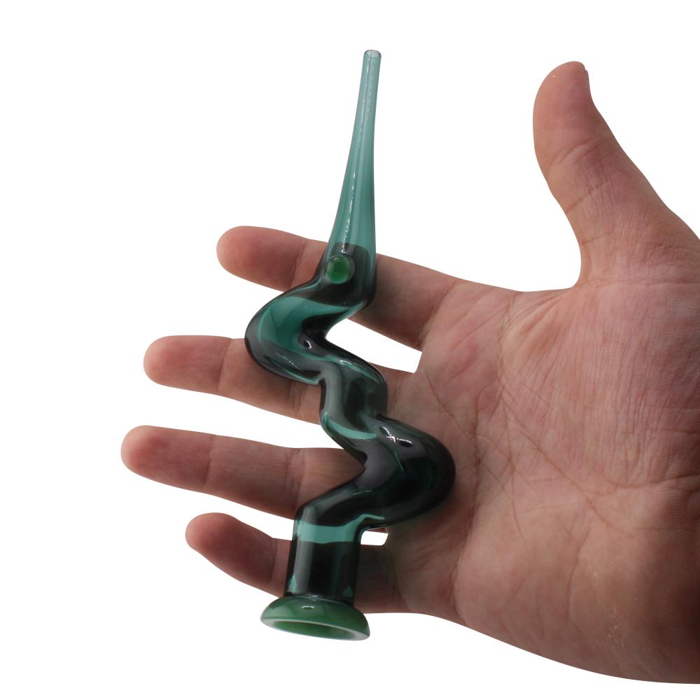 Zig Zag Glass Nectar Collector-Dark Green